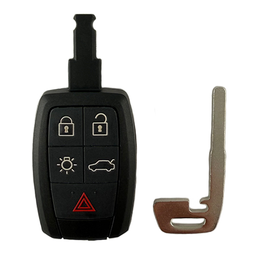 08-12 Volvo Proximity FOBIK Style Key,  5B,  L,U,T,P,Lights,  SOFT BUTTON style,  (W/ Prox.)